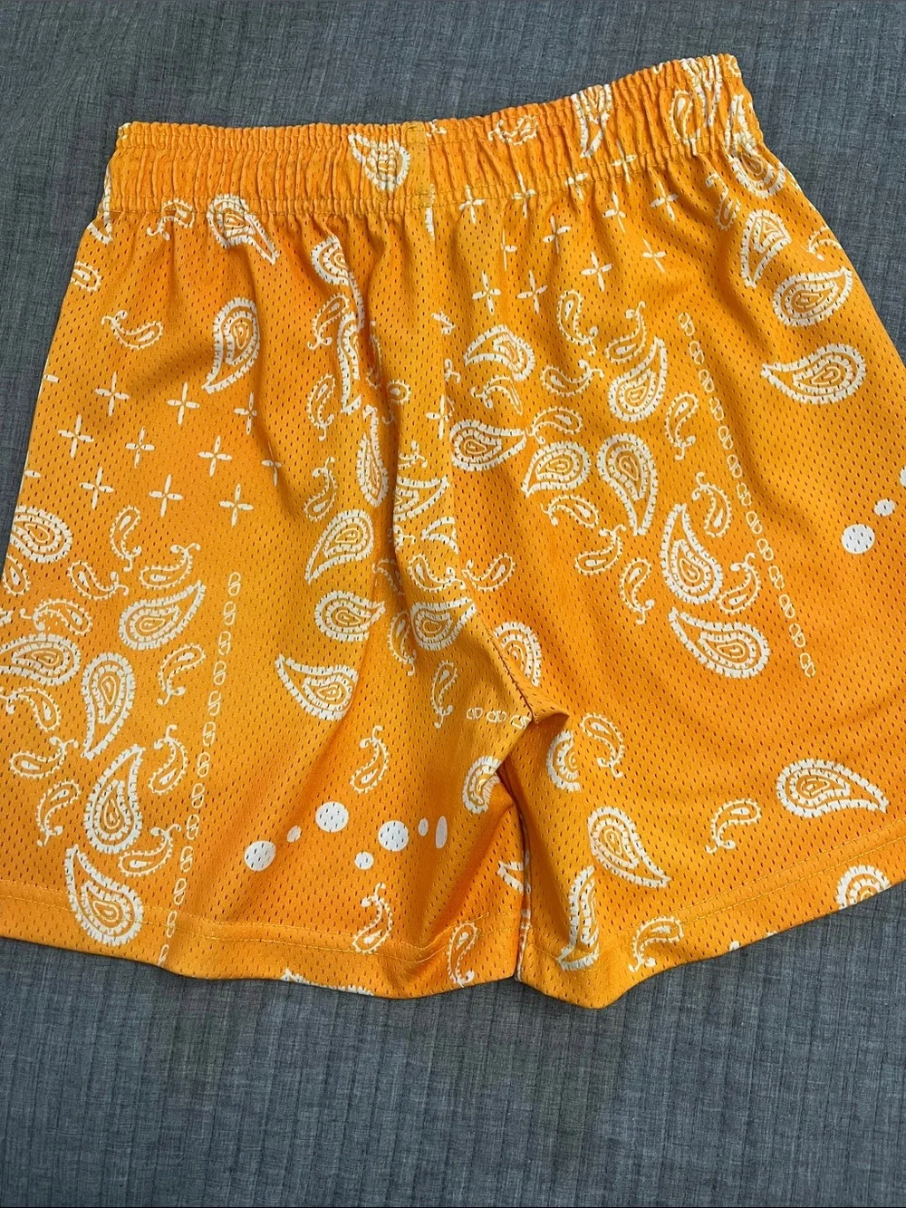 Eric Emanuel Orange and White Paisley Mesh Shorts